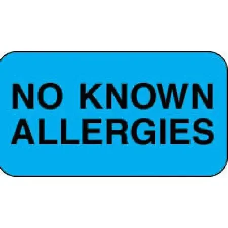 Precision Dynamics – Pre-Printed Label Allergy Alert Blue Paper No Known Allergies Black Alert Label 7/8 X 1-5/8 Inch – 59710172