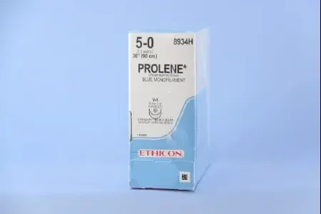 Prolene – Suture with Needle Nonabsorbable Uncoated Blue Suture Monofilament Polypropylene Suture Size 5 – 0 36 Inch Suture Double-Armed 17 mm Length 1/2 Circle Taper Cut Needle – 8934H