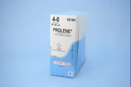 Prolene – Suture with Needle Nonabsorbable Uncoated Blue Suture Monofilament Polypropylene Suture Size 4 – 0 36 Inch Suture Double-Armed 12 mm Length 3/8 Circle Taper Point Needle – 8519H