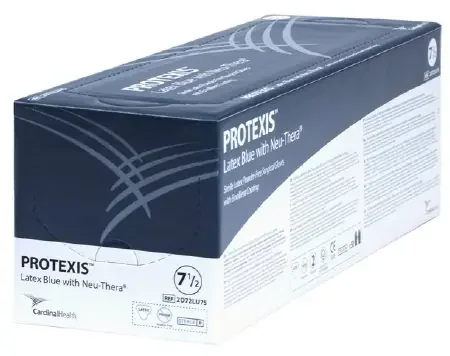 Protexis Latex Blue with Neu-Thera – Surgical Glove Size 7.5 Sterile Pair Latex Extended Cuff Length Smooth Blue Not Chemo Approved – 2D72LU75