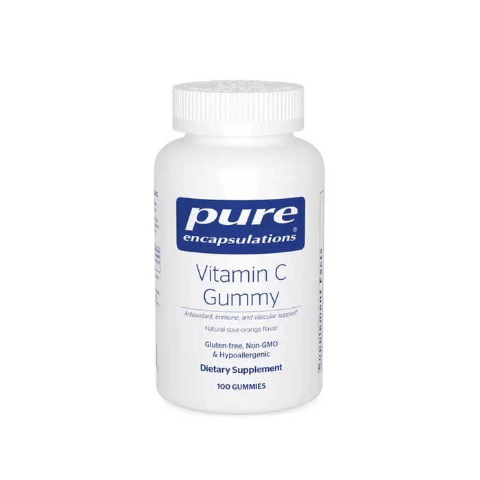 Pure Encapsulations, Vitamin C Gummy, Natural Sour-Orange Flavor, 100 Gummies