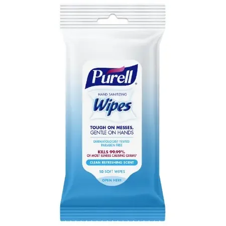 Purell – Hand Sanitizing Wipe 10 Count BZK (Benzalkonium Chloride) Wipe Soft Pack – 9136-24-CMR
