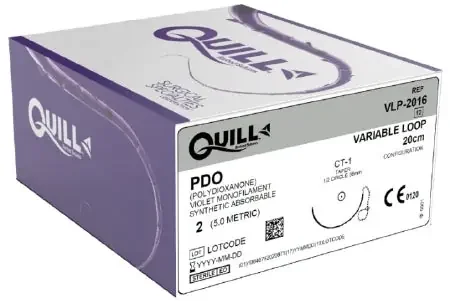 Quill Variable Loop Device – Suture with Needle Absorbable Uncoated Undyed Suture Barbed Monofilament PDO (Polydioxanone) Size 2 20 cm Suture 1-Needle 36 mm Length 1/2 Circle Taper Point Needle – VLP-2016