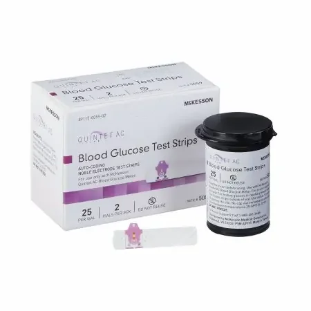 QUINTET AC – Blood Glucose Test Strips Quintet AC 50 Strips per Box Minimal sample size of 1 μL For Quintet AC Blood Glucose Monitor – 5059