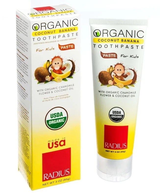 Radius Organic Children’s Toothpaste Coconut Banana 3 oz Paste