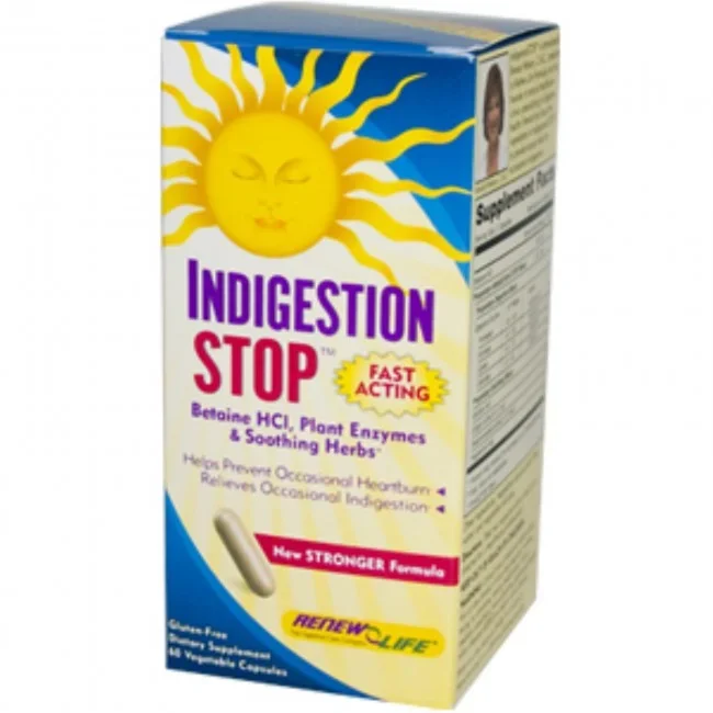 Renew Life Indigestion STOP Fast Acting 60 Vegetable Capsules