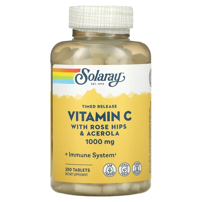 Solaray, Timed Release Vitamin C with Rose Hips & Acerola, 1000 mg, 250 Tablets
