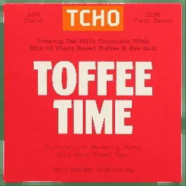 TCHO Oat Milk Chocolate with Plant Based Toffee 53% Cacao Toffee Time-2.5 oz