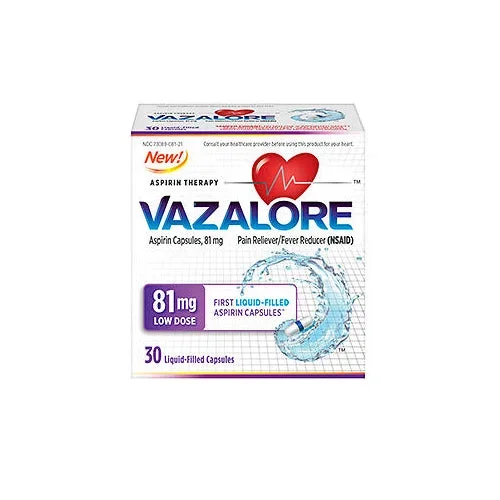 Vazalore, Aspirin Liquid & Filled, 81 mg, 30 Caps