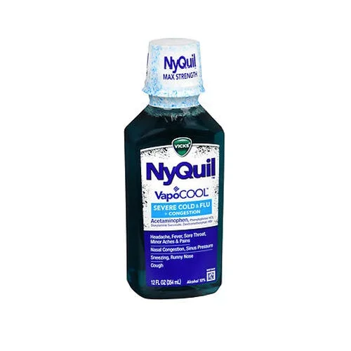 Vicks, Nyquil Severe Cold & Flu + Congestion Liquid Vapocool, 12 Oz